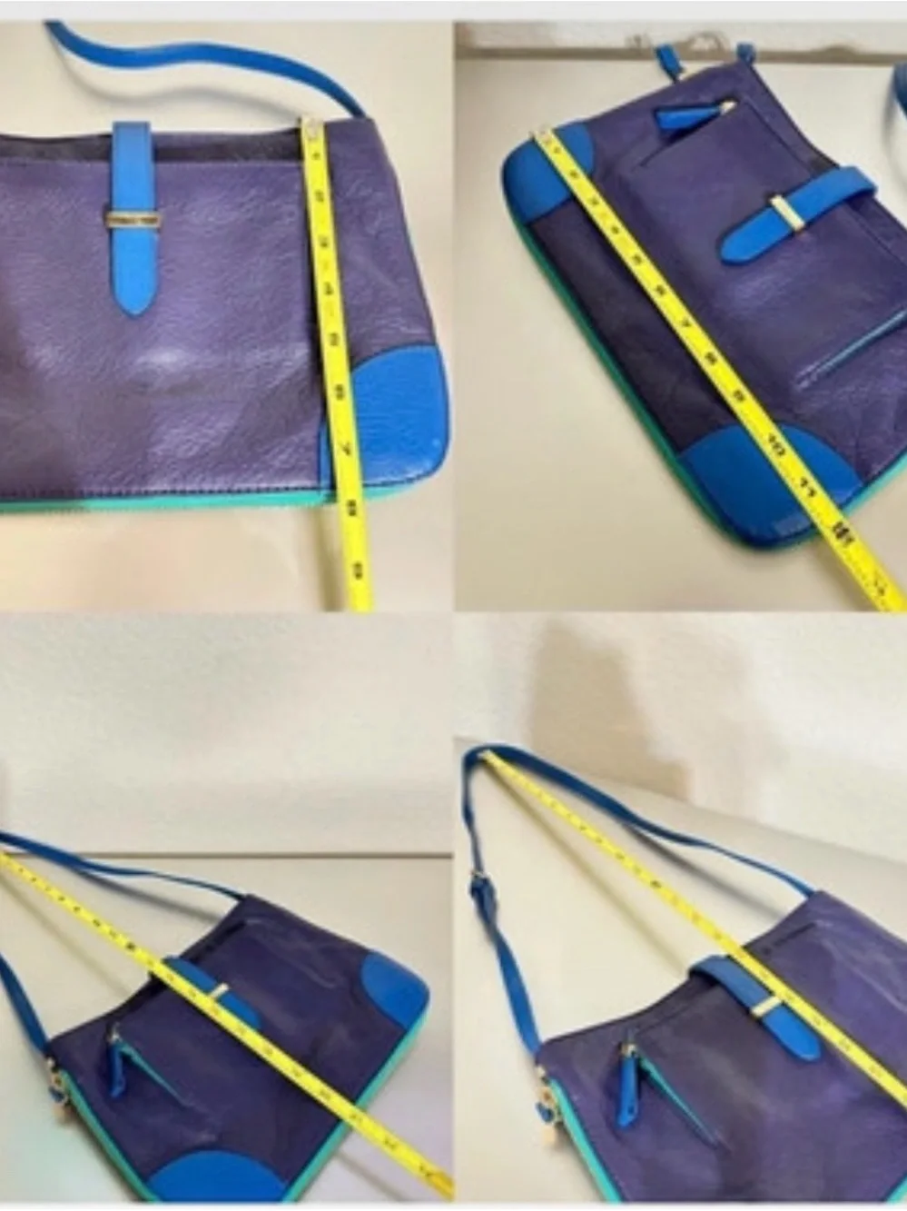 Tory Burch Two-Tone Navy and Bright Blue Leather Crossbody